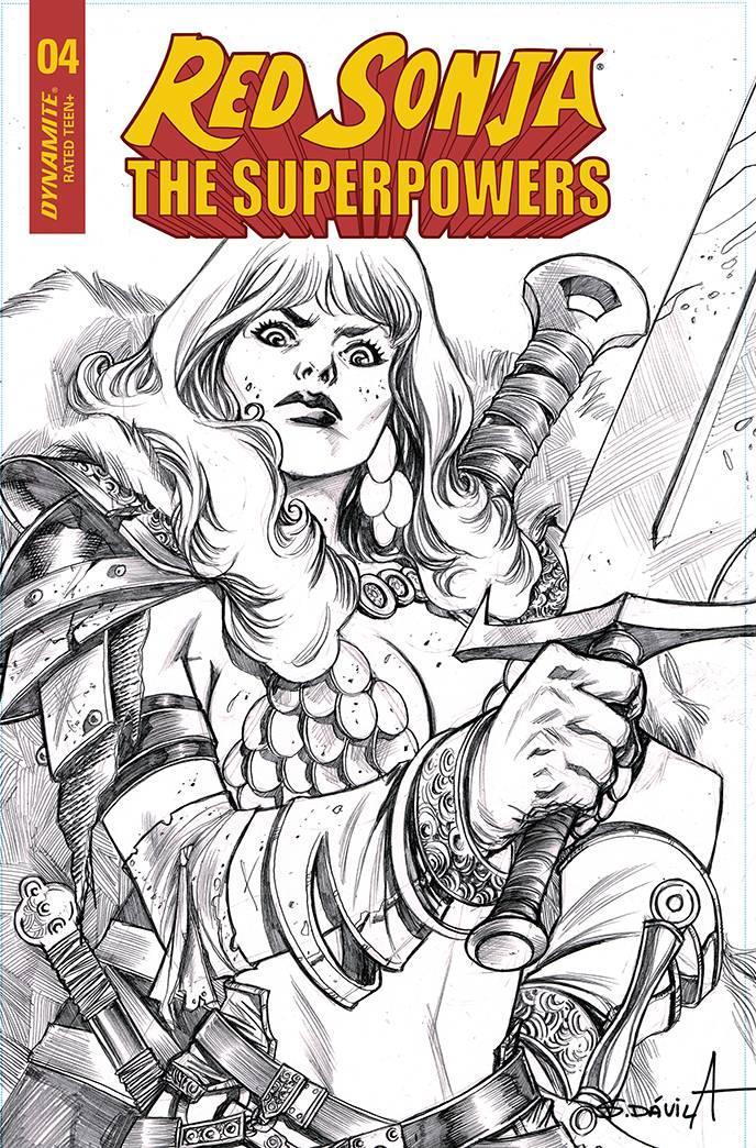 RED SONJA THE SUPERPOWERS #4 11 COPY DAVILA B&W FOC INCV - Kings Comics
