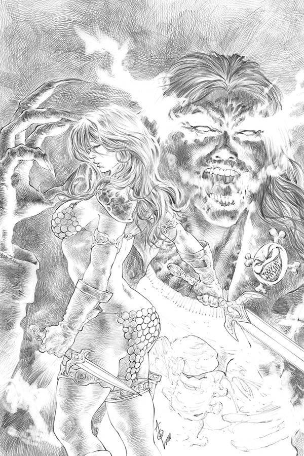 RED SONJA AGE OF CHAOS #5 11 COPY QUAH B&W VIRGIN FOC INCV - Kings Comics
