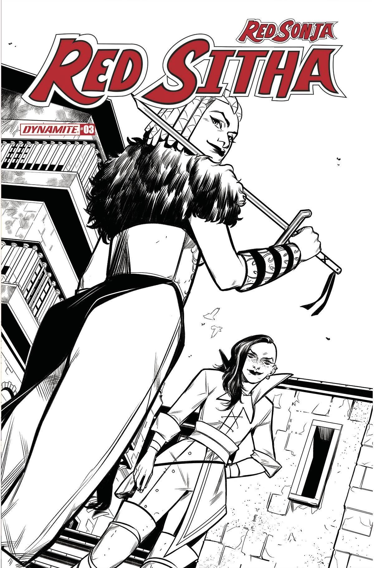 RED SONJA RED SITHA #3 CVR F 10 COPY INCV PINTI B&W - Kings Comics