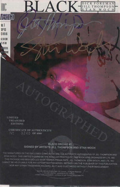 BLACK ORCHID (1993) #1 SIGNED BY ARTISTS JILL THOMPSON AND STAN WOCH