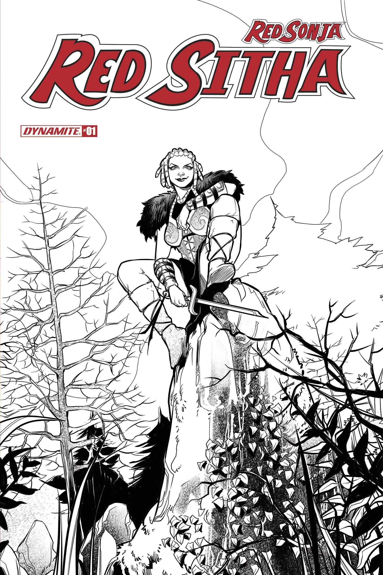 RED SONJA RED SITHA #1 CVR G 10 COPY INCV PINTA B&W - Kings Comics