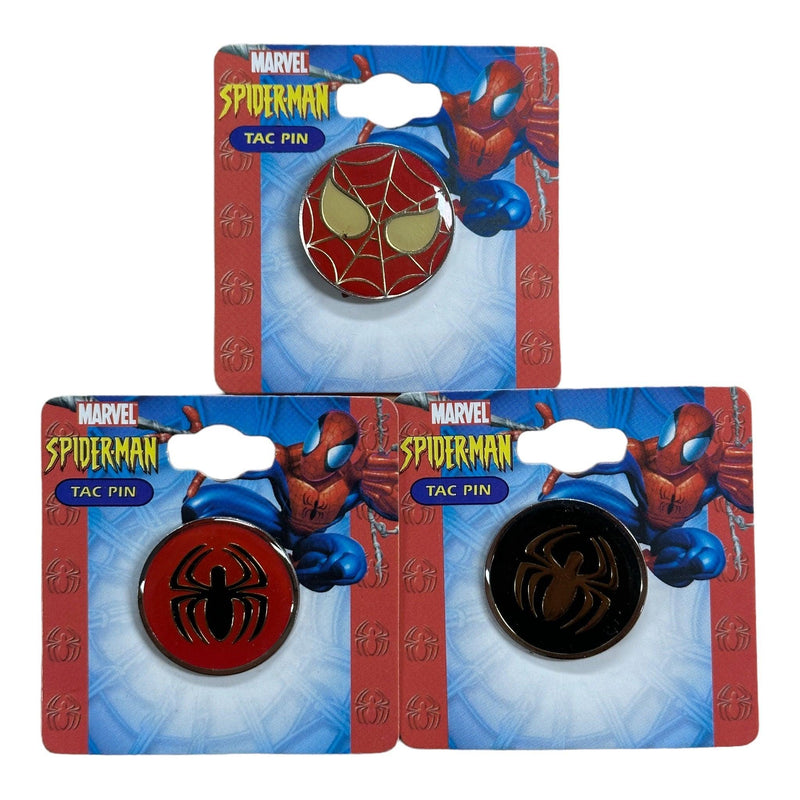 VINTAGE 2004 MARVEL SPIDER-MAN LOGO TAC PINS - SET OF THREE