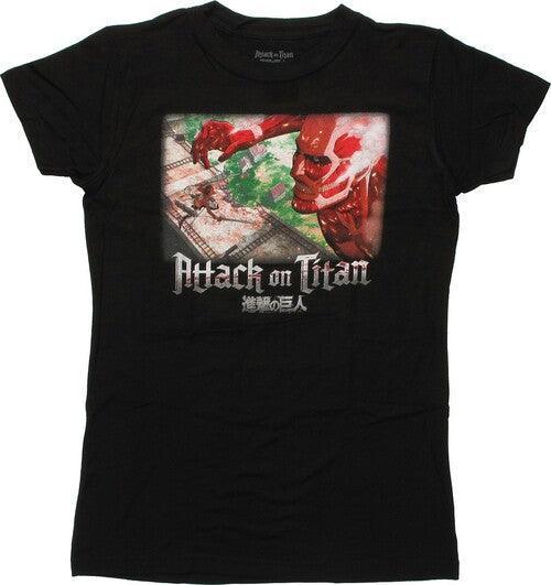 ATTACK ON TITAN WALL BATTLE LADIES T/S MED - Kings Comics