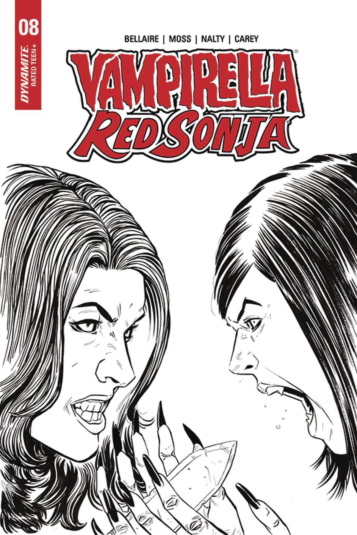 VAMPIRELLA RED SONJA #8 10 COPY MOSS B&W INCV - Kings Comics