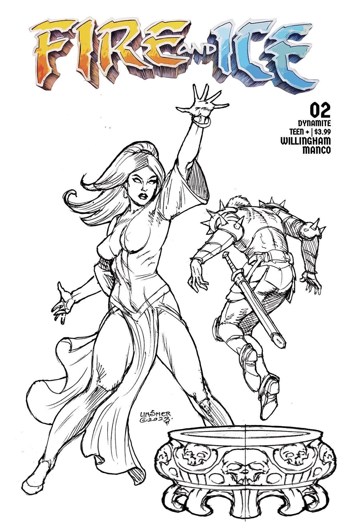 FIRE AND ICE (2023) #2 CVR E 10 COPY INCV LINSNER LINE ART - Kings Comics