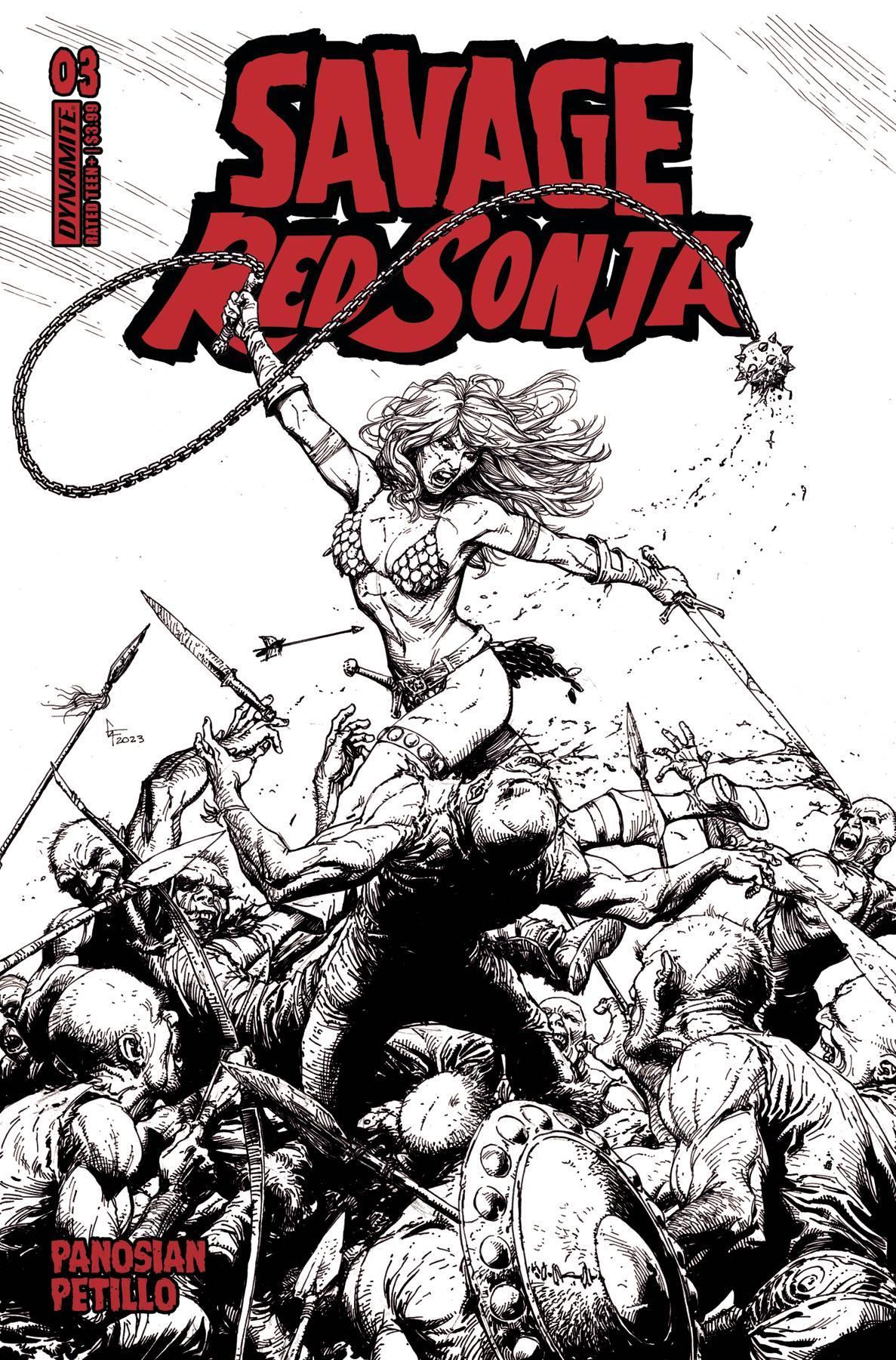 SAVAGE RED SONJA (2023) #3 CVR E 10 COPY INCV FRANK LINE ART - Kings Comics