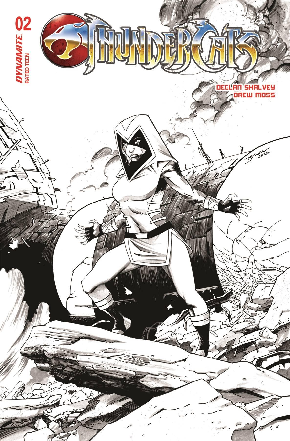 THUNDERCATS VOL 3 (2024) #2 CVR ZC 10 COPY FOC INCV SHALVEY CALICA B&W VAR - Kings Comics