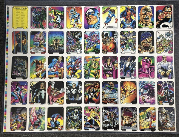 1989 MARVEL MIKE ZECK TRADING CARD COLLECTION UNCUT SHEET (MINT)