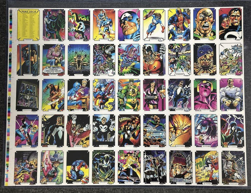 1989 MARVEL MIKE ZECK TRADING CARD COLLECTION UNCUT SHEET (MINT)