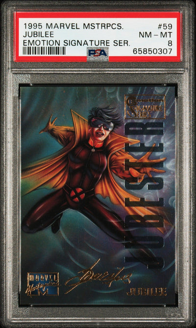 1995 MARVEL MASTERPIECES #59 JUBILEE EMOTION SIGNATURE SERIES PSA 8