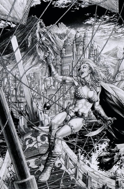 RED SONJA VOL 9 #3 CVR O 15 COPY FOC INCV ANACLETO B&W VIRG