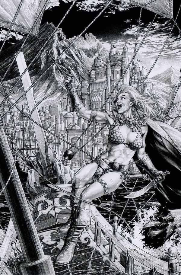 RED SONJA VOL 9 #3 CVR O 15 COPY FOC INCV ANACLETO B&W VIRG