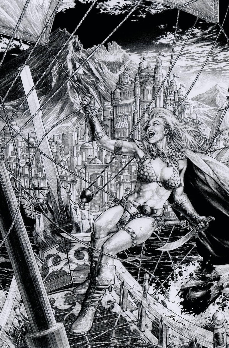 RED SONJA VOL 9 #3 CVR O 15 COPY FOC INCV ANACLETO B&W VIRG