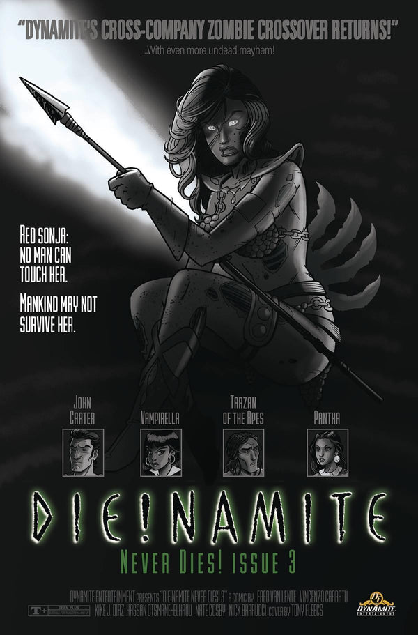 DIE!NAMITE NEVER DIES #3 CVR P 11 COPY FOC INCV FLEECS B&W (