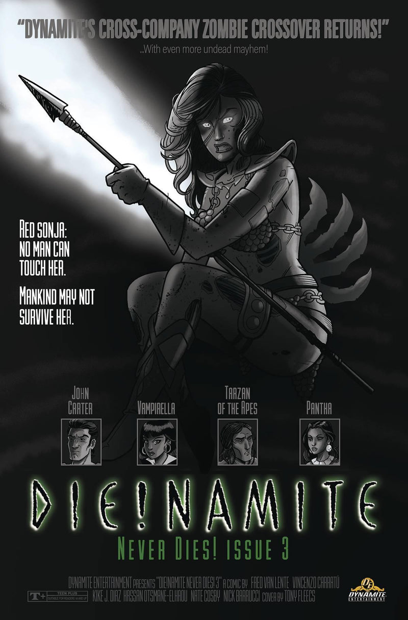DIE!NAMITE NEVER DIES #3 CVR P 11 COPY FOC INCV FLEECS B&W (