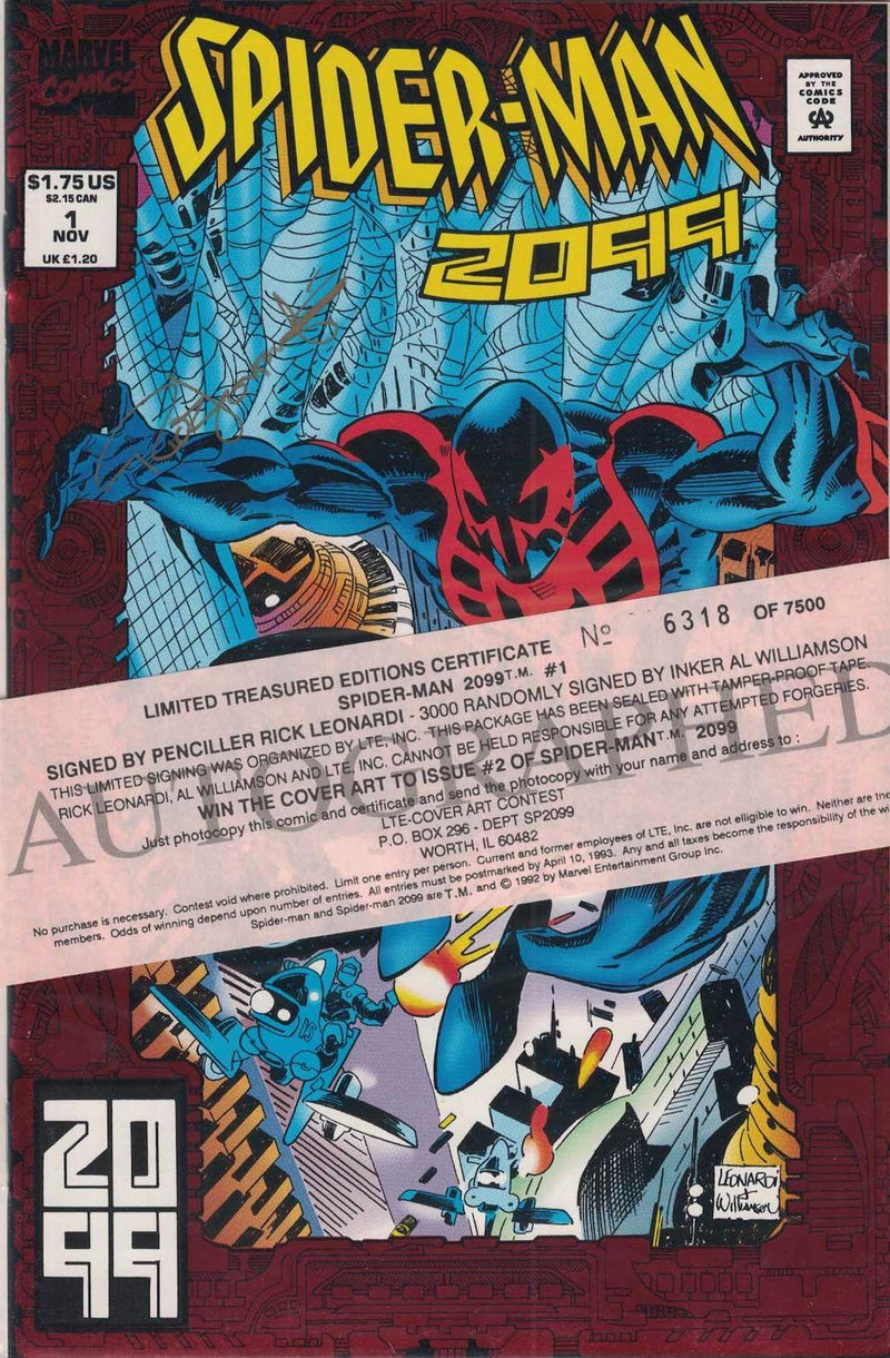 SPIDER-MAN 2099 (1992) #1 FOIL EDITION DOUBLE SIGNED BY RICK LEONARDI AND AL WILLIAMSON
