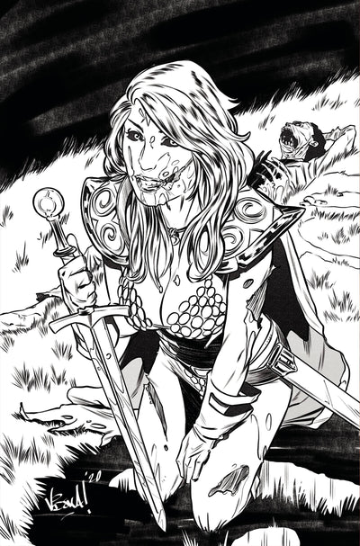 RED SONJA THE SUPERPOWERS #1 7 COPY FEDERICI ZOMBIE B&W VIRG