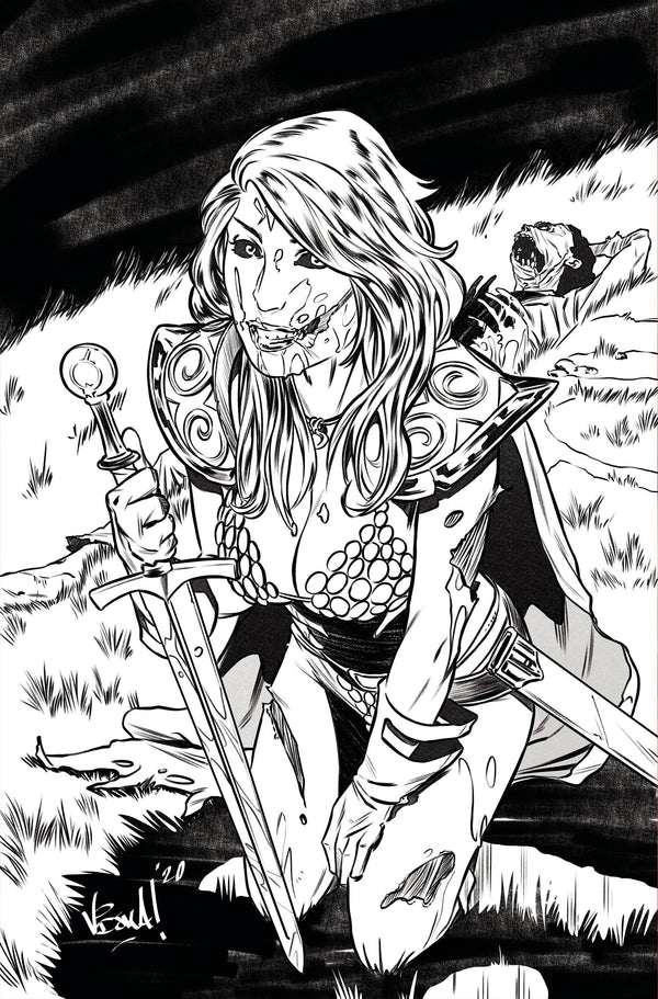 RED SONJA THE SUPERPOWERS #1 7 COPY FEDERICI ZOMBIE B&W VIRG