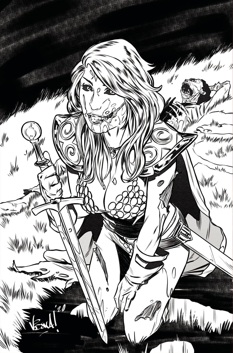RED SONJA THE SUPERPOWERS #1 7 COPY FEDERICI ZOMBIE B&W VIRG