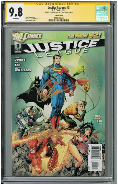 CGC JUSTICE LEAGUE #3 VARIANT COVER (9.8) SIGNATURE SERIES - SIGNED BY JIM LEE & GREG CAPULLO