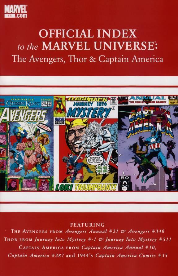 AVENGERS THOR CAPTAIN AMERICA OFFICIAL INDEX #11