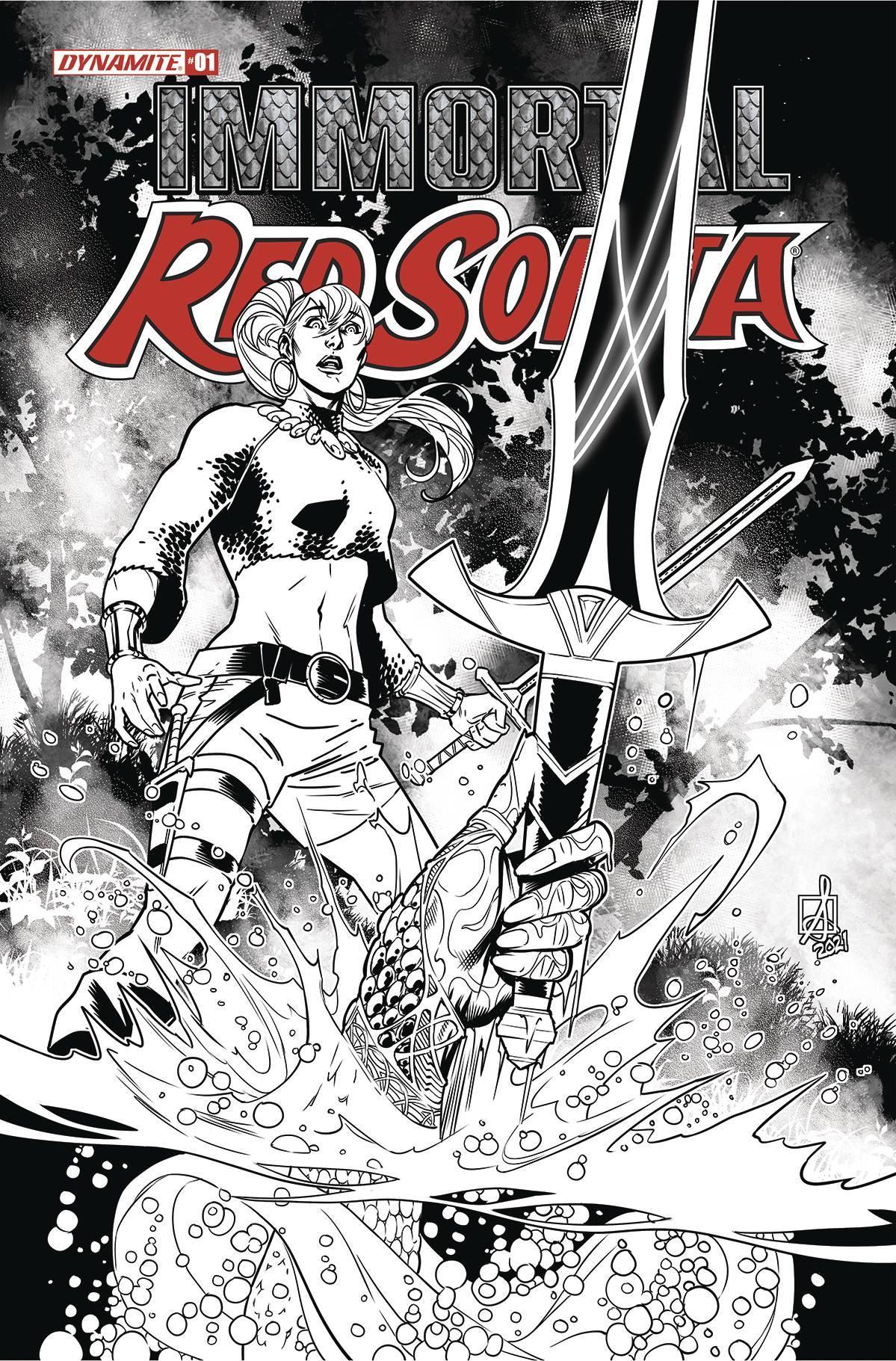 IMMORTAL RED SONJA #1 CVR G 10 COPY INCV IZAAKSE B&W - Kings Comics