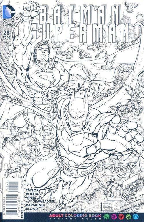 BATMAN SUPERMAN #28 ADULT COLORING BOOK VAR ED