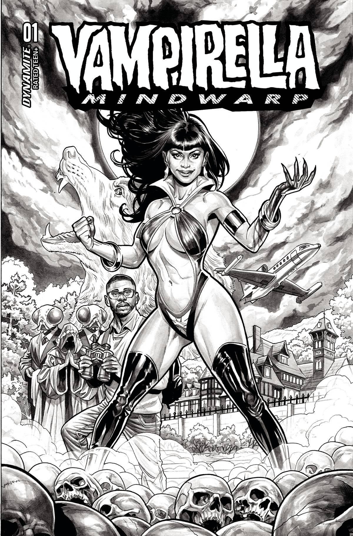 VAMPIRELLA MINDWARP #1 CVR H 20 COPY INCV DEWEY B&W - Kings Comics