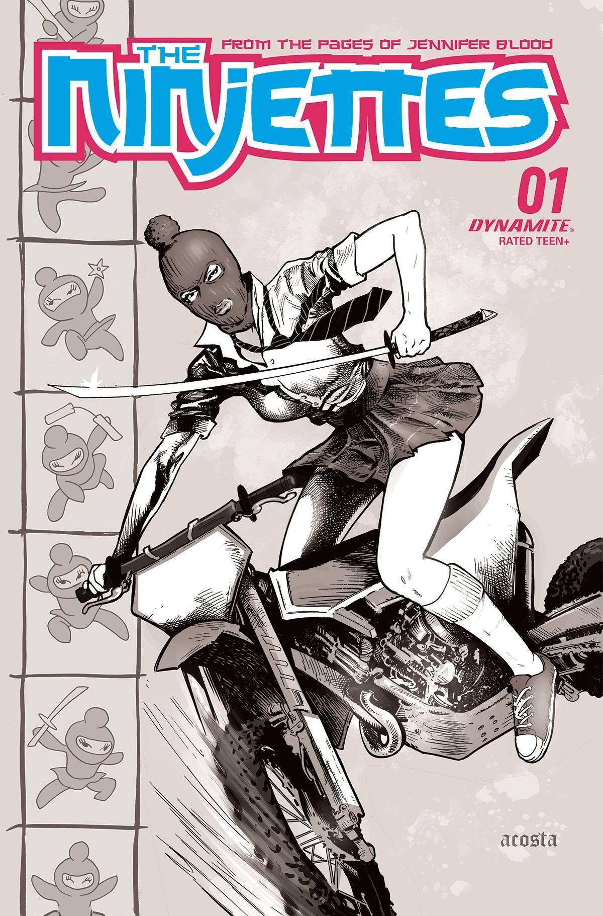 NINJETTES #1 CVR F 10 COPY INCV ACOSTA B&W - Kings Comics