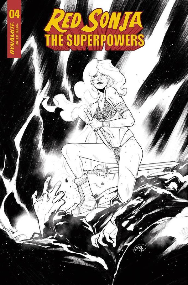 RED SONJA THE SUPERPOWERS #4 7 COPY PINNA B&W FOC INCV