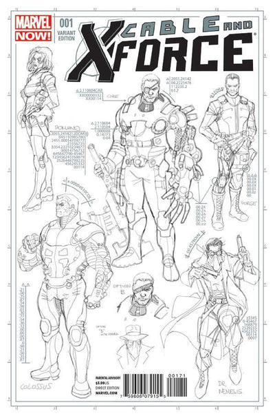 CABLE AND X-FORCE #1 LARROCA DESIGN SKETCH VAR NOW