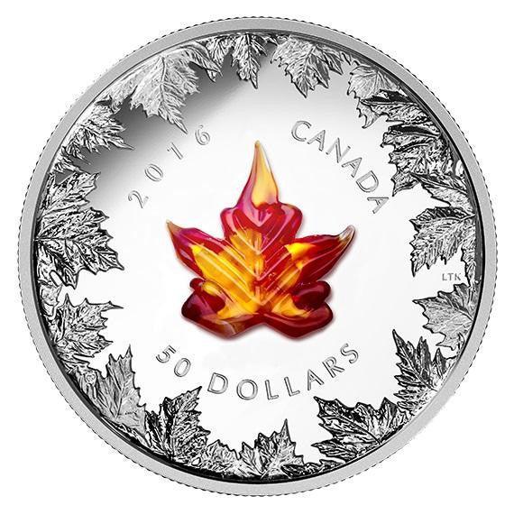 CANADIAN 2016 MURANO MAPLE LEAF: AUTUMN RADIANCE 5 oz SILVER PROOF COIN - Kings Comics