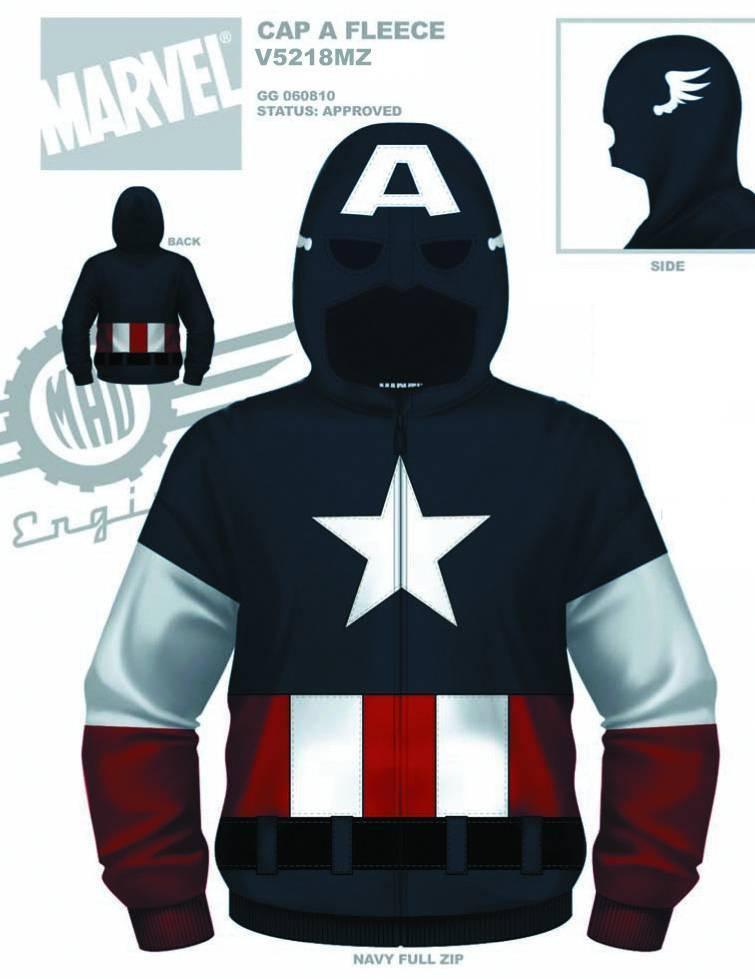 CAPTAIN AMERICA CAP A FLEECE ZIP-UP HOODIE MED