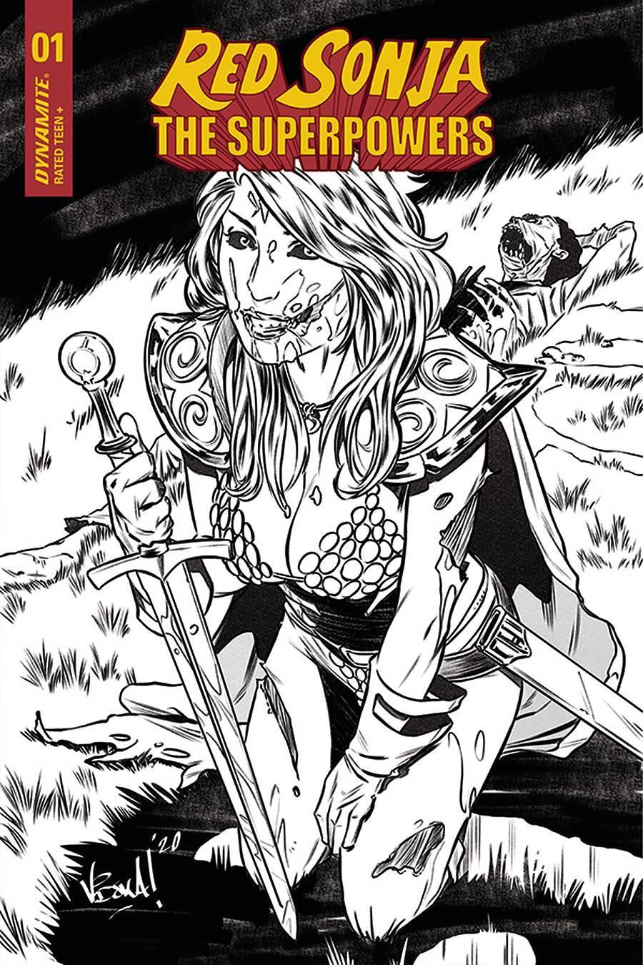 RED SONJA THE SUPERPOWERS #1 15 COPY FEDERICI ZOMBIE B&W INCV - Kings Comics