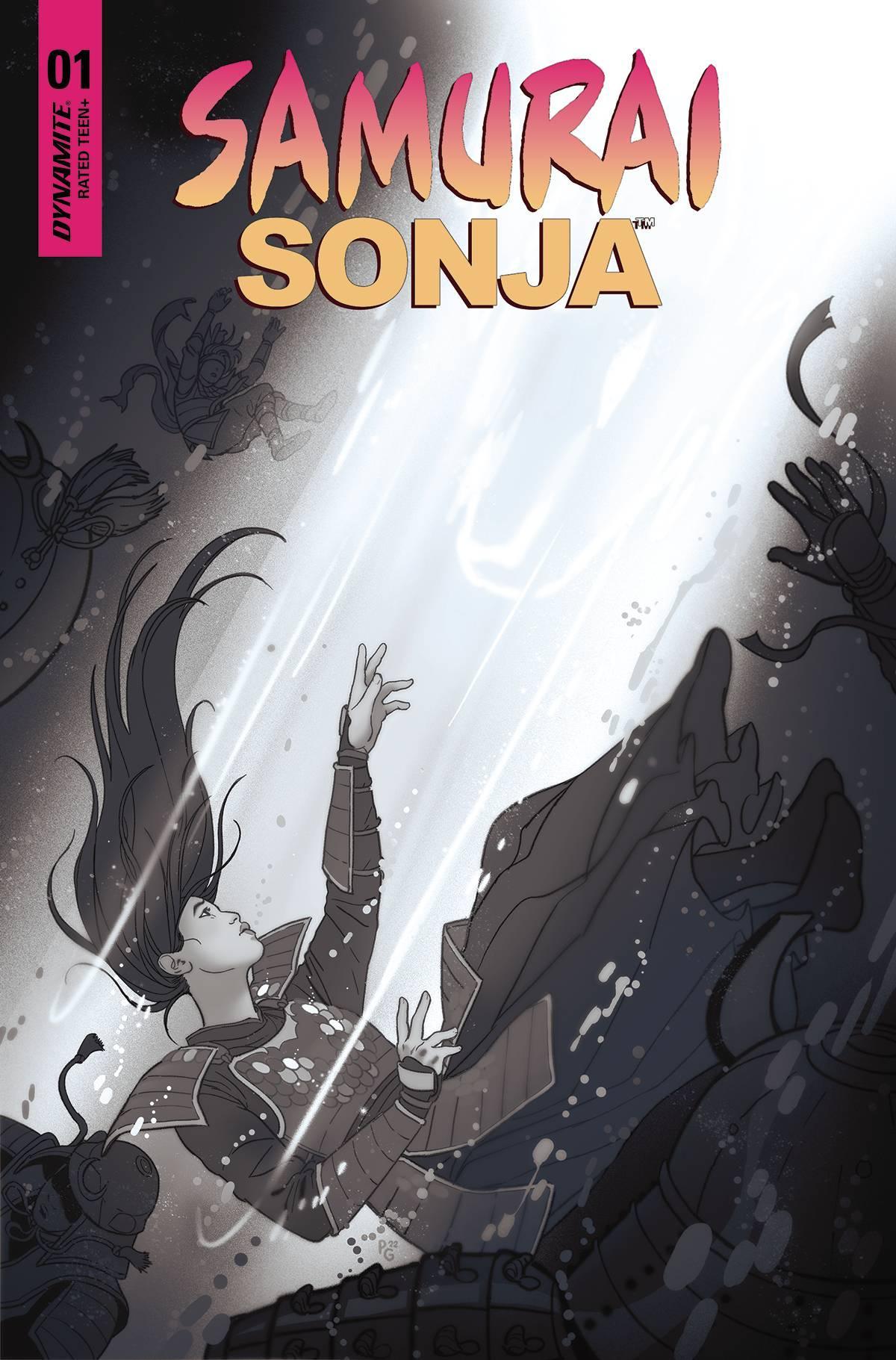 SAMURAI SONJA #1 CVR W 10 COPY FOC INCV GANUCHEAU B&W - Kings Comics