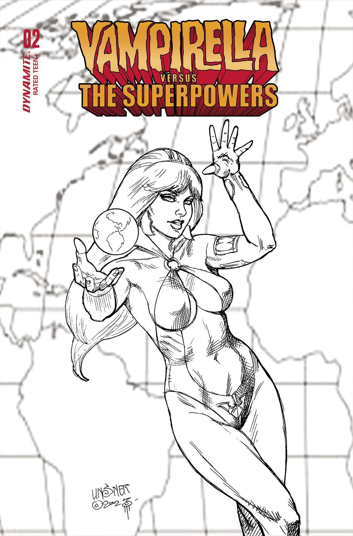 VAMPIRELLA VS SUPERPOWERS (2023) #2 CVR H 10 COPY INCV LINSNER LINE ART - Kings Comics