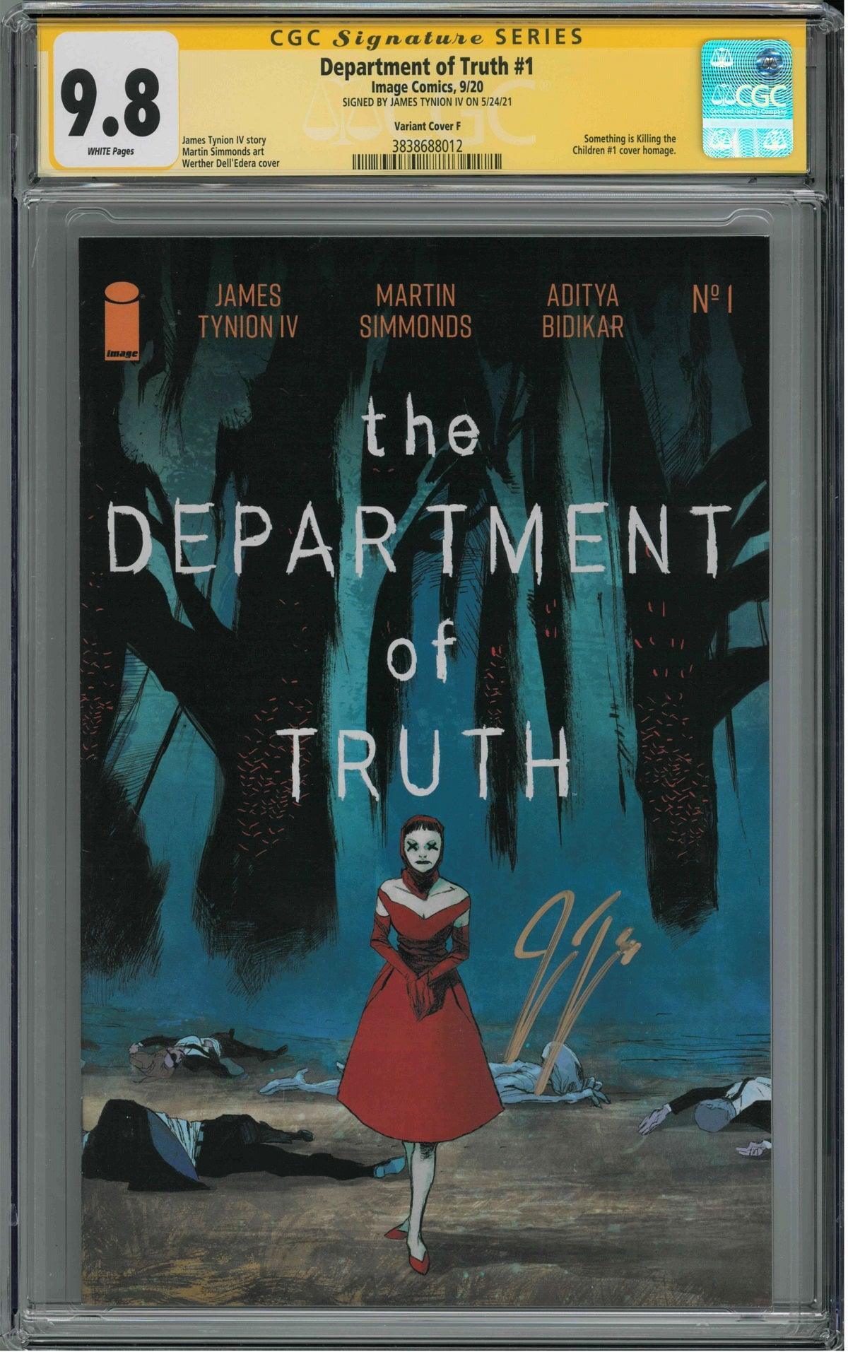 CGC DEPARTMENT OF TRUTH #1 VARIANT CVR F 1:100 (9.8) SIGNATURE SERIES - SIGNED BY JAMES TYNION IV - Kings Comics
