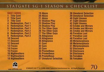 STARGATE SG-1 SEASON 6 BASE CARD SET - Kings Comics