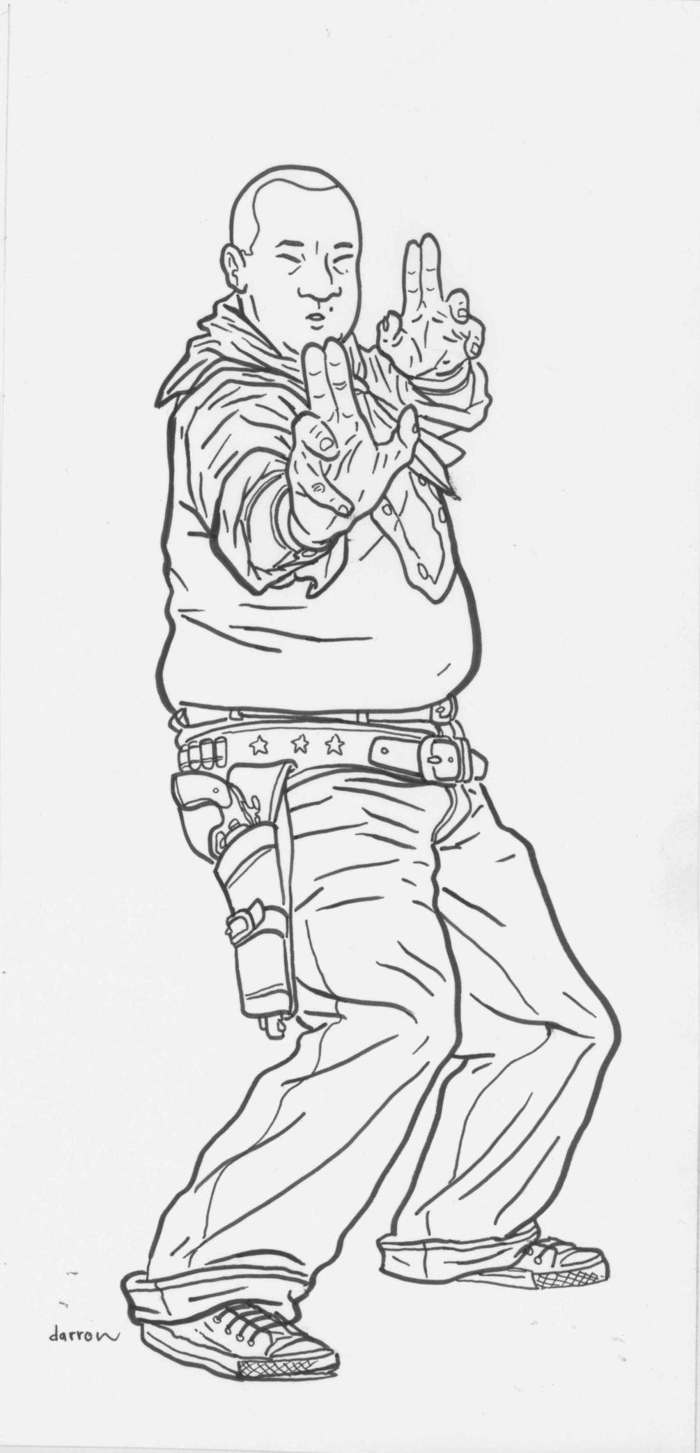 GEOF DARROW SHAOLIN COWBOY ORIGINAL ARTWORK - HAND DRAWN 10.5 X 5.25" - Kings Comics