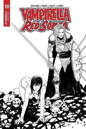 VAMPIRELLA RED SONJA #10 10 COPY MOSS B&W INCV - Kings Comics