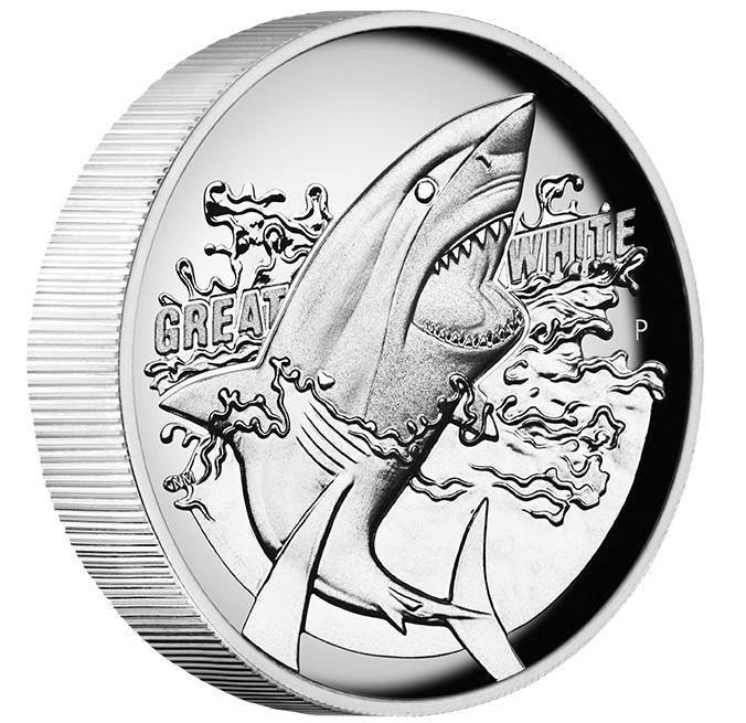 GREAT WHITE SHARK 2015 1OZ SILVER PROOF HIGH RELIEF COIN - Kings Comics