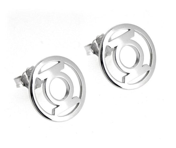 GREEN LANTERN STERLING SILVER EARRINGS STUD - Kings Comics