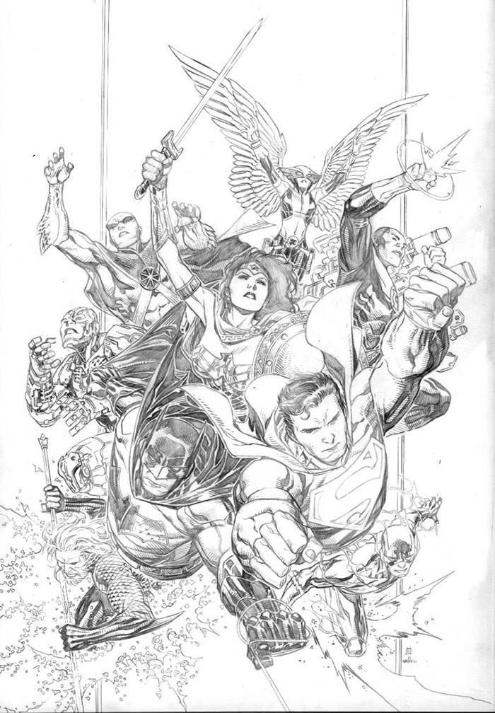 JUSTICE LEAGUE VOL 4 #1 JIM CHEUNG PENCILS ONLY VAR ED