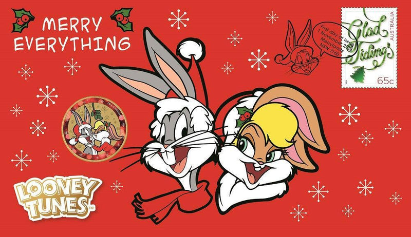 LOONEY TUNES CHRISTMAS 2018 STAMP AND COIN COVER