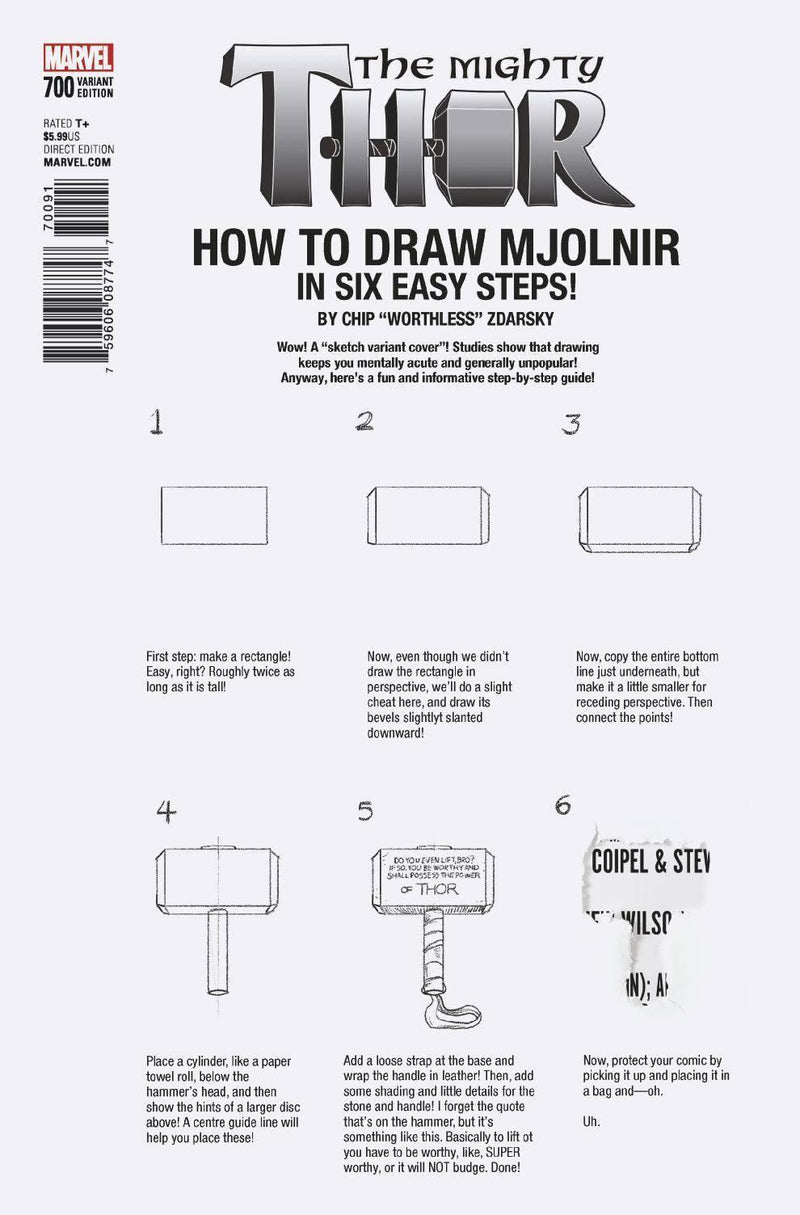 MIGHTY THOR VOL 2 (2017) #700 ZDARSKY HOW TO DRAW VAR LEG