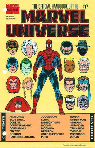 OFFICIAL HANDBOOK OF THE MARVEL UNIVERSE MASTER EDITION (1990) #1