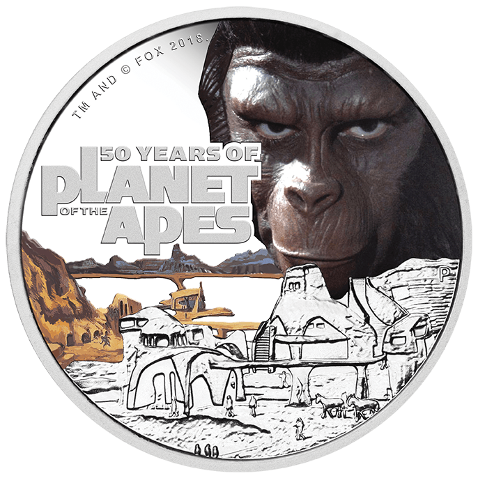 PLANET OF THE APES 50TH ANNIVERSARY 2018 1OZ SILVER PROOF COIN - Kings Comics
