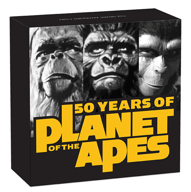 PLANET OF THE APES 50TH ANNIVERSARY 2018 2OZ SILVER ANTIQUED COIN - Kings Comics