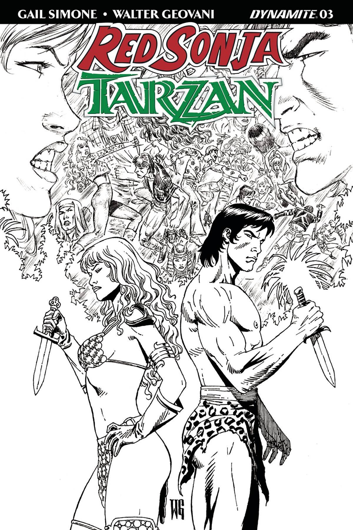 RED SONJA TARZAN #3 CVR E 10 COPY GEOVANI B&W INCV - Kings Comics