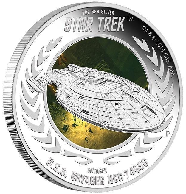 STAR TREK: VOYAGER - U.S.S VOYAGER NCC-74656 2015 1oz SILVER PROOF COIN - Kings Comics